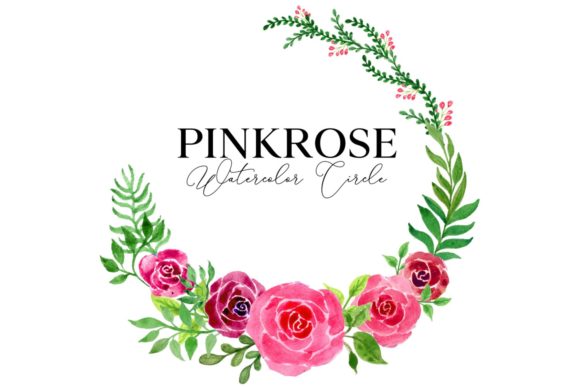 Floral Pinkrose Circle Element: A Beautiful Watercolor Design for Creative Projects