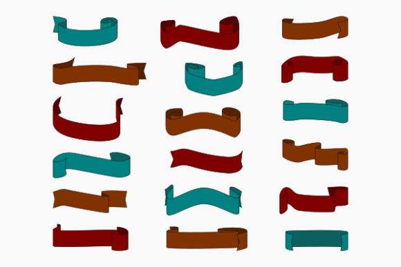 Various Curved Ribbons Illustration Set