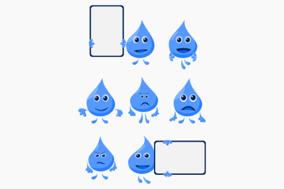 Various Water Characters Icons Set for Green Campaigns